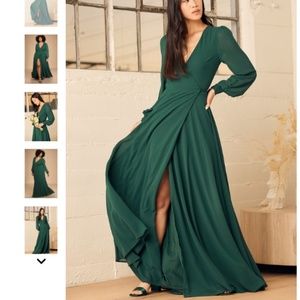 EUC Lulu's My Whole Heart Emerald Green Long Sleeve Wrap Dress - 1X